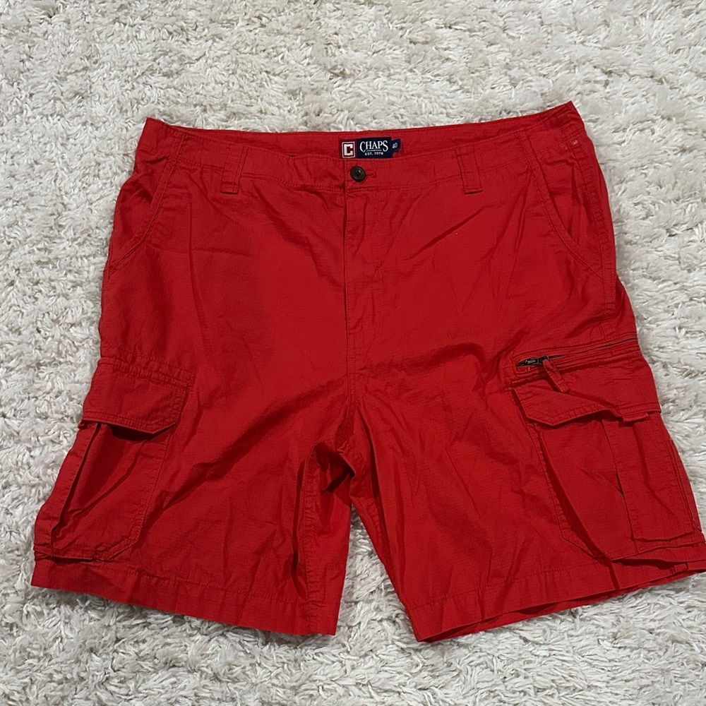 CHAPS Men’s 90’s Retro Bright Red Cargo Shorts Sz 40”